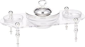 Vague 02-1038 Dates Bowl Serving Set 4 Pieces, Silver