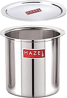 HAZEL Steel Milk Pot with Lid|1800 ml Stainless Steel Milk Boiler Container|Milk Boiling Vessel Gunj for Kitchen, 2 count, Silver