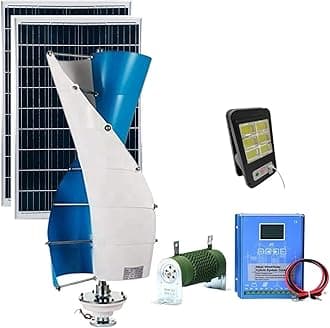3KW Wind Turbine Generator Kit 12V 24v 48v 96v 120v Free Energy Windmill Vertical Axis Wind Turbine Generator + Intelligent Controller + 2*100W Solar Panel Home Three Phase Generator Maglev(96v)