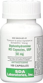 SDA LABORATORIES Diphenhydramine 50mg, Allergy Relief, Antihistamine Capsules, Fast-Acting Formula for Sneezing, Runny Nose & Itchy Eyes – 100 Count (1 Pack)