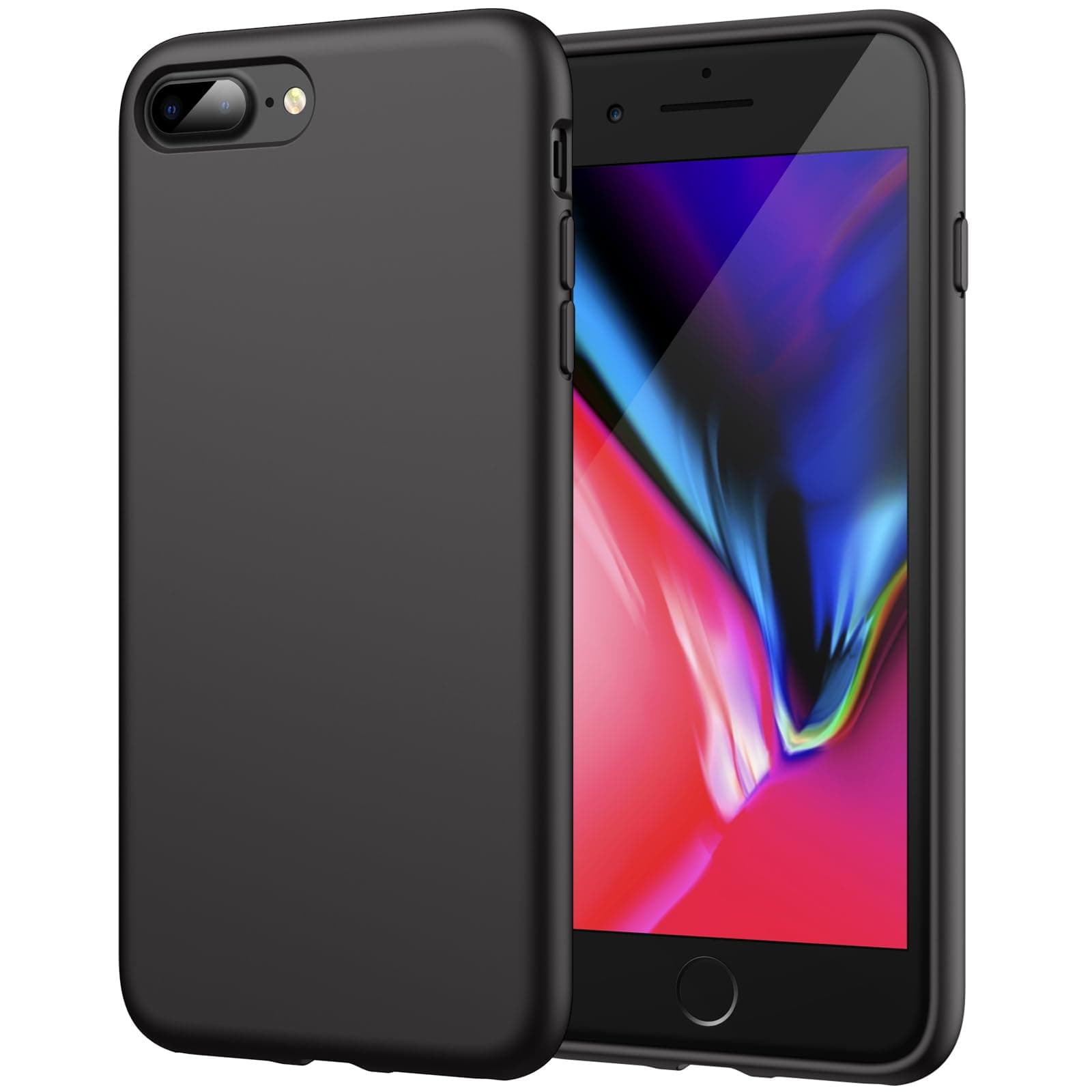 JETech Silicone Case for iPhone 7 Plus, iPhone 8 Plus, 5.5 Inch, Silky-soft touch Full-Body Protective Case, Shockproof cover with Microfiber Lining (Black)