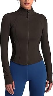 QUEENIEKE Women's Slim Fit Running Jackets - Long Sleeves Athletic Workout Gym Tops with Back Mesh Vent & Thumb Holes