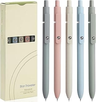 ACEES Gel Pens, 5Pcs 0.5mm Fine Point Pens With Smooth Writing, Quick Dry Aesthetic Pens For Journaling, Ballpoint for Office Writing Supplies, Gifts for Women and Men (Morandi)