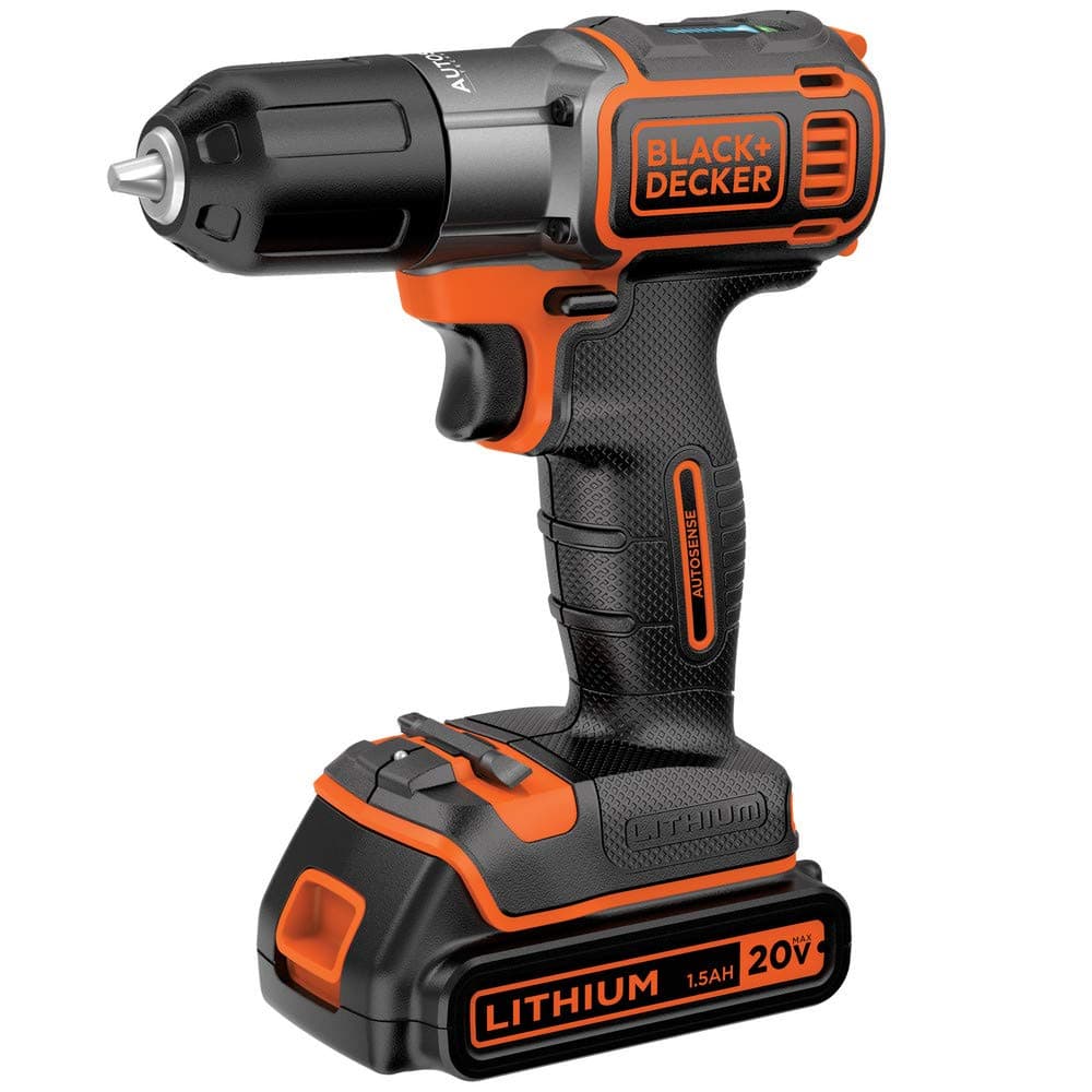 BLACK+DECKER20V MAX* POWERCONNECT 3/8 in. Cordless Drill/Driver with AUTOSENSE Kit (BDCDE120C)