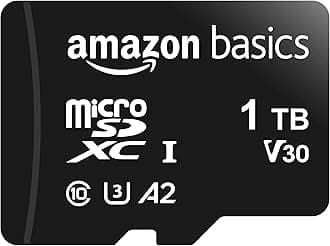 Amazon Basics microSDXC Memory Card for Smartphones, Tablets, Drones, Full HD, with Full Size Adapter, A2, U3, Read Speed up to 100 MB/s, 1 TB, Black