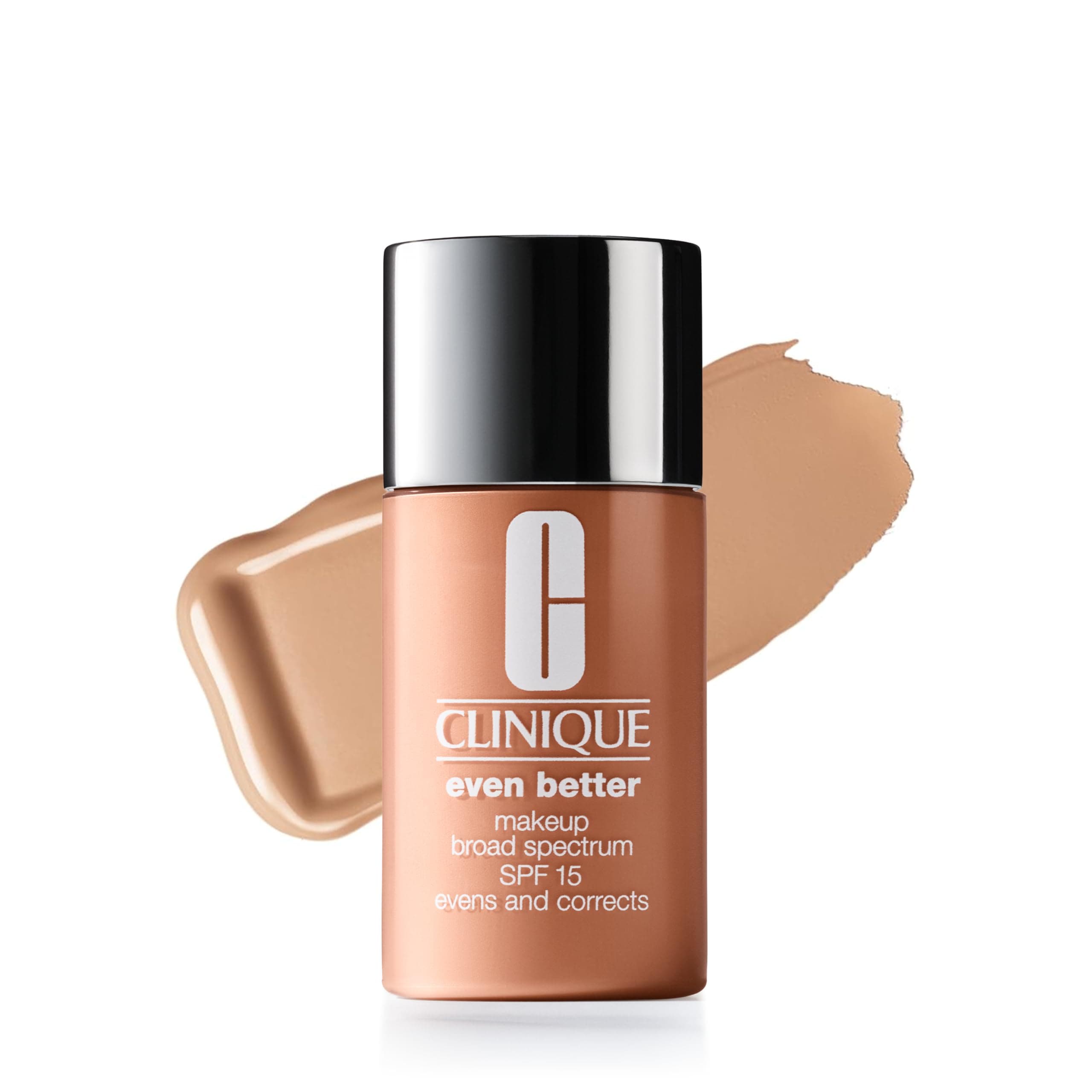 - Clinique Even Better Makeup Liquid Foundation SPF 15 With Vitamin C For Dry + Oily Combination Skin Types | Medium Coverage + Natural Finish | Evens Skin Tone + Reduces Dark Spots