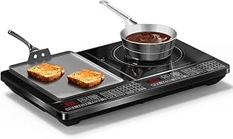 NuwavePIC Double, Portable, Powerful 1800W with 2 Large 8” Heating Coils, Independent Controls, 94 Temp Settings from 100°F to 575°F in 5°F Increments, 11.5” Shatter-Proof Ceramic Glass Surface