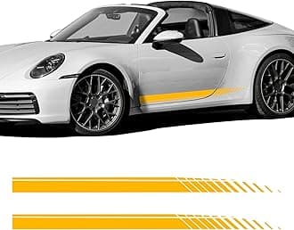 2Pcs Sports Racing Stripe Graphic Stickers, Side Door Vinyl Decals, Universal Car Decoration Accessories (Yellow)