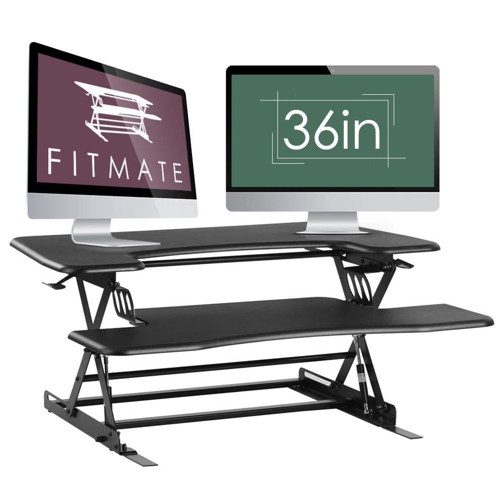 Fitmate 36" Height Adjustable Work Standing Desk Converter Fits Two Monitors, Sit/Stand up Desk Elevating Desktop (Black)