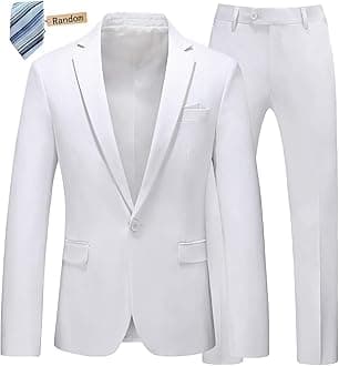Men's Slim Fit 2-Piece Tuxedo Suit One-Button Jacket & Pants Set for Wedding, Prom, and Formal Events