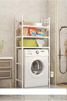 Inllex 3-Tier Adjustable Washing Machine Rack Over Toilet Bathroom Organizer Above Washer Dryer Storage Shelf Space Saving Rack