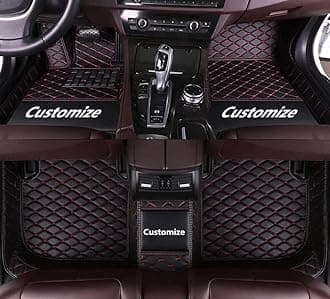Custom All-Weather Protection Leather Car Floor Mats for Cars Sedan SUV Sports Car Waterproof Floor Mat (Black Red)