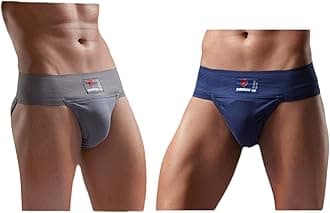 Athletic Tokyo Cotton Stretchable Supporter Back Covered with Cup Pocket, Navy Blue - Large & Athletic Tokyo Cotton Stretchable Supporter Back Covered with Cup Pocket,Grey - Large