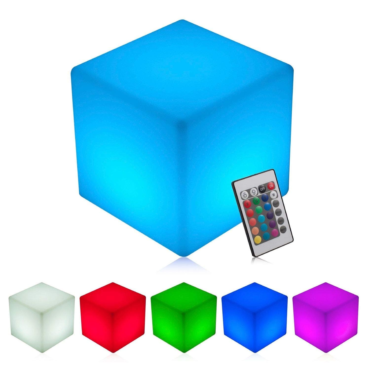 INNOKA 15.8-Inch Extra Large LED Cube Light, IP65 Waterproof Cordless & Rechargeable Decorative Dimmable Mood Lamp Remote Control [16 RGB Color Changing] [4 Lighting Effects] for Pool, Outdoor, Party