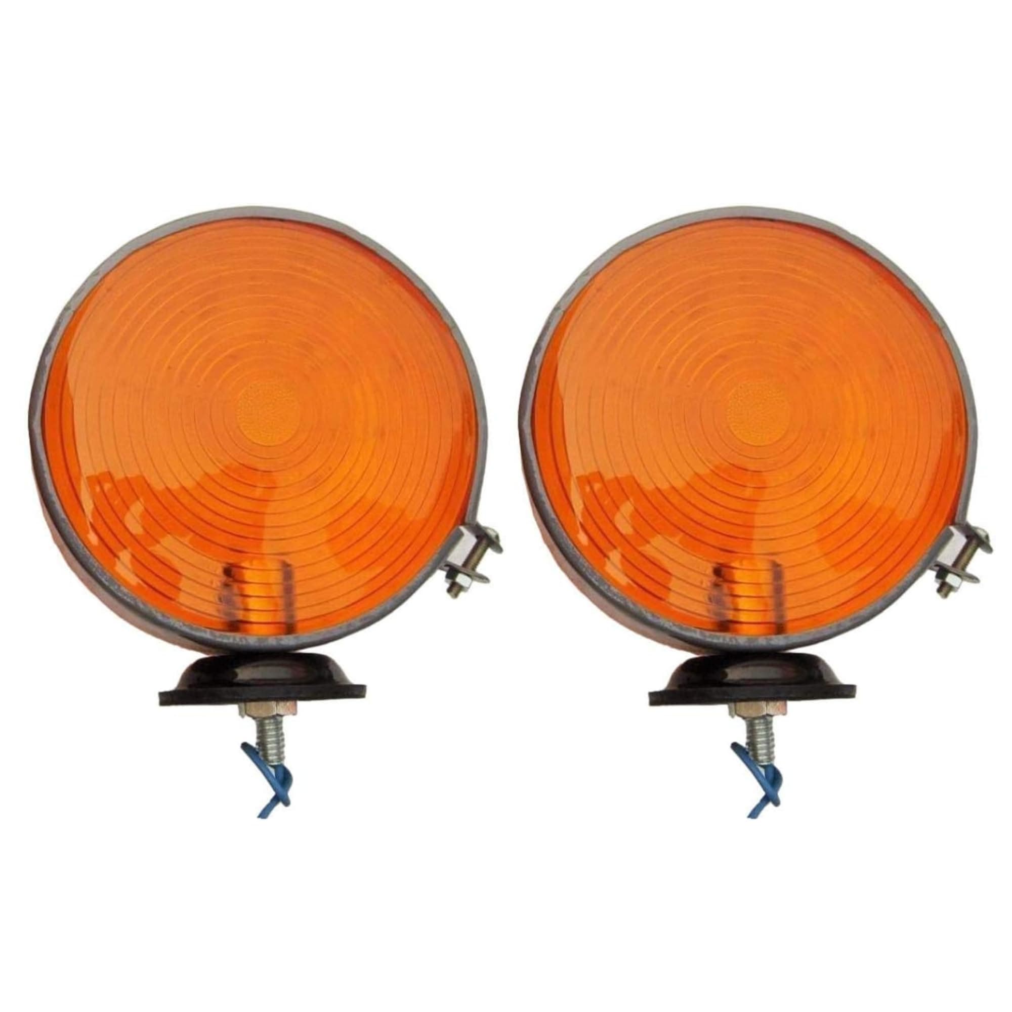 4 Double Face 12v Lights Set with Grey Body Suitable for Truck Trailer and Universal Vehicles (Amber)