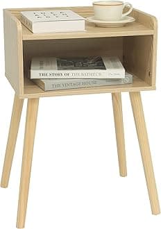 MaxSmeo Natural Walnut Top Side Table