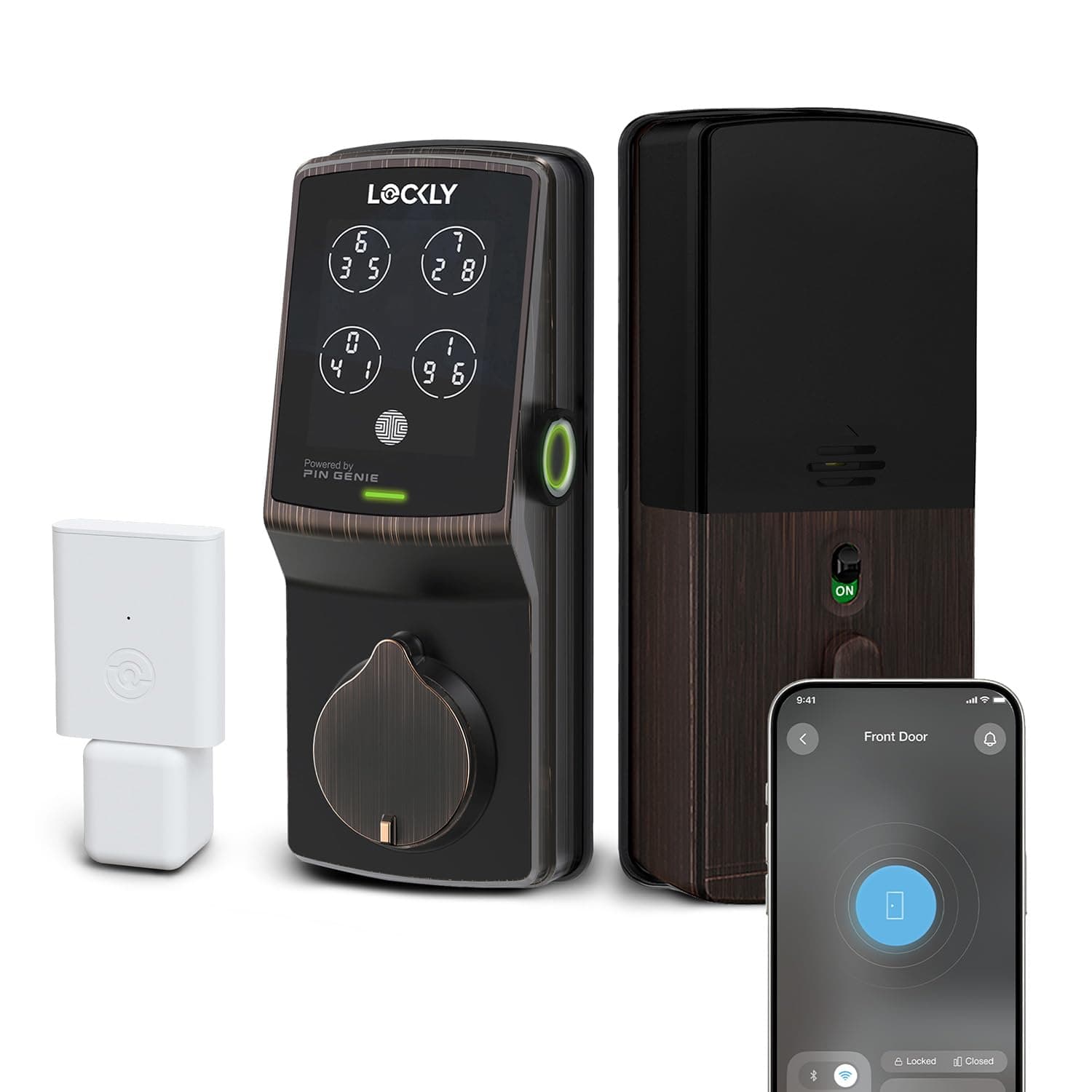 Lockly Secure Pro Smart Deadbolt, Wi-Fi Smart Lock, Keyless Entry with PIN Genie® Keypad, 3D Biometric Fingerprint, Auto Lock, Rekeyable-Venetion Bronze
