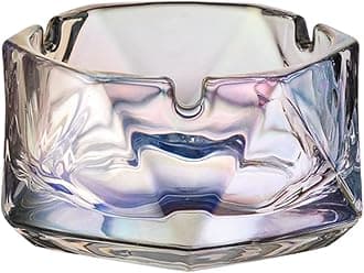 Glass Ashtray for Cigarettes, Tabletop Ashtray and Modern Decoration, Hexagonal Shape Multicolored Tabletop Decoration