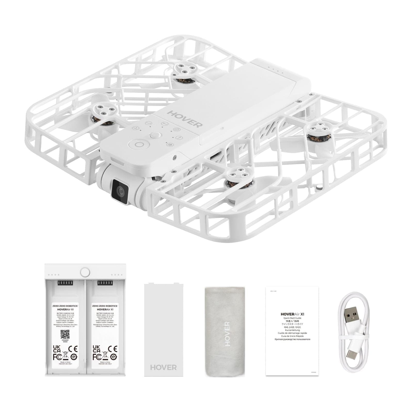 HOVERAir X1 Drone with Camera, Self-Flying Camera Drone with Follow Me Mode, Foldable Mini Drone with HDR Video Capture, Palm Takeoff, Intelligent Flight Paths, Hands-Free Control White (Combo)