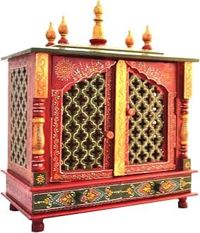 Kamdhenu Art And CraftWooden Temple/Home Temple/Pooja Mandir/Pooja Mandap/Temple for Home (Jlnew) - 9.5X21 Inch