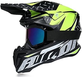 Motocross Helmet with Goggles Dual Sport Motorcycle Full Face Off Road Helmet DOT/ECE Approved MX MTB BMX ATV Off-Road Street Dirt Bike Downhill Enduro Helmet for Adult Men Women Matte Gray,XL