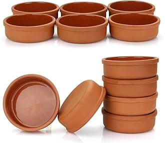 Areste Mexican Clay Cookware Set ( Set of 12) - Terracotta Cooking Pots, Bowls, Plates, and Serving Dishes - Premium Spanish Earthenware for Baking, Yogurt, Kheer, Meat, Vegetables, Turkish Cuisine - Cazuelas Cocina Mexicana -Clay Pot for Cooking
