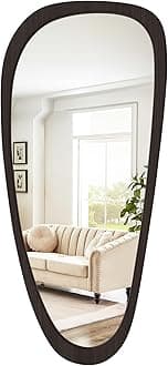 WallBeyond Asymmetrical Mirror, Irregular Wall Mirror, Wall Mirrors Decorative for Bedroom Living Room Entryway Hall, Wood Mirror for mid Century Modern Decor 48" H x 22" W, Black