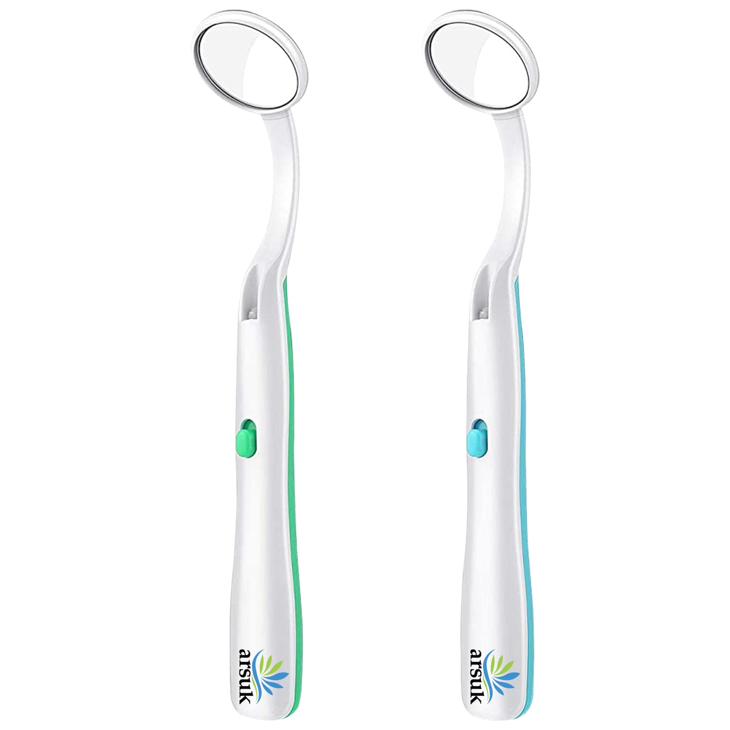Dental Mirror for Teeth with LED Light – Dentist Mirror for inside Mouth, Gums & Tongue – Anti-Fog Reusable Mouth Mirror Dental for Home Use, handheld dental mirror by ARSUK – 2 Pack
