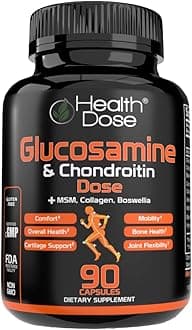 Health Dose Glucosamine Plus Premium Joint Support - with MSM, Collagen & Boswellia - 90 Capsules - Antioxidant Properties for Cartilage Support, Joint Health & Mobility