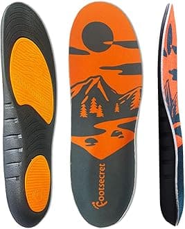 (New) FOOTSECRET Work Boot Comfort Insoles, Extra Shock Absorption and Anti Fatigue for Long time Standing or Walking, Neutarl Arch (W: Women Size, Orange)