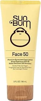 Sun Bum SPF 50 Face Lotion, 3 oz Bottle, 1 Count, Broad Spectrum UVA/UVB Protection, Oil Free, Gluten Free, Vegan