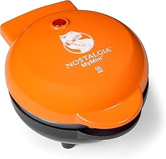 MyMini Dinosaurs Shape Electric Waffle Maker, 5-Inch Non-Stick Griddle for Waffles, Hash Browns, Eggs, and More, Orange