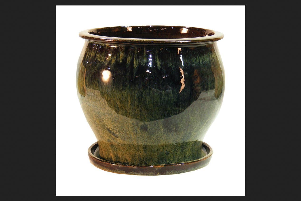 Trendspot 8 in. H Green Ceramic Pot
