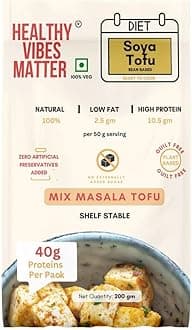 HEALTHY VIBES MATTER SOYA TOFU PANEER | MIX MASALA FLAVOUR BLAST (200GM EACH) (Pack of 2) (Ambient Storage| Dairy & Gluten Free| High Fiber | No Preservatives & Additives| Soya Paneer Perfectly Plant-Based