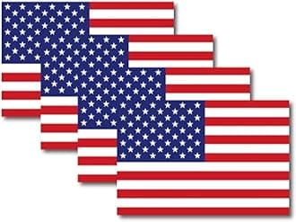 Magnet Me Up American Flag Automotive Magnet Decal, 4x6 inches, 4 Pack, Red White and Blue, Heavy Duty Magnetic Vinyl for Car Truck SUV