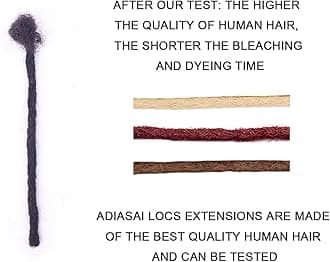 0.4cm Width 100% Human Hair Loc Extensions 6 Inch 100 Strands Full Handmade Dreadlock Extensions for Men Women Kids Can Be Dyed and Bleached with Needle and Comb 100% Unprocessed Natural Black