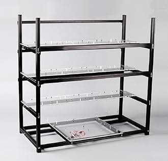 19 GPU Open Air Mining Case Rig Aluminum Stackable Computer ETH Frame Miner Rack Unassembled (Only Frame and Fan Brackets Included)