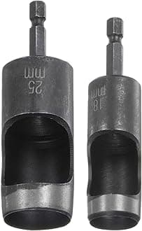 HARFINGTON 2pcs 18mm,25mm Leather Hollow Hole Punch 1/4" Hex Shank for Drills, Belt Hole Punch Punching Cutter Tool for Leathercraft Working