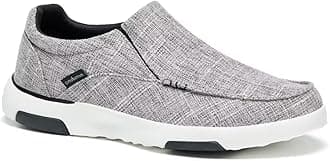 OrthoComfootMen's Slip On Loafers, Arch Support Boat Shoes for Plantar Fasciitis, Canvas Leisure Vintage Flat Walking Orthopedic Shoes for Extra Cushioning and Pain Relief