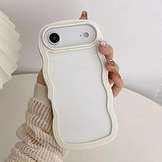 QLTYPRI Compatible with iPhone Air Case, Cute Curly Wave Frame Clear Case for Girls Women, Transparent Soft Silicone TPU Bumper Shockproof Protective Phone Cover for iPhone 17 Air - White