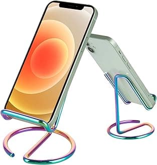 Cell Phone Stand for Desk, Cute Metal Rainbow Cell Phone Stand Holder Desk Accessories, Compatible with All Mobile Phones, iPhone, iPad