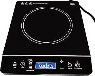 OMEO Portable Induction Cooktop Hot Plate Countertop Burner 1800 Watts Induction Burner with LCD Sensor Touch, LED Display, 10 Temperature Levels, Child Safety Lock, Auto Shutoff Function
