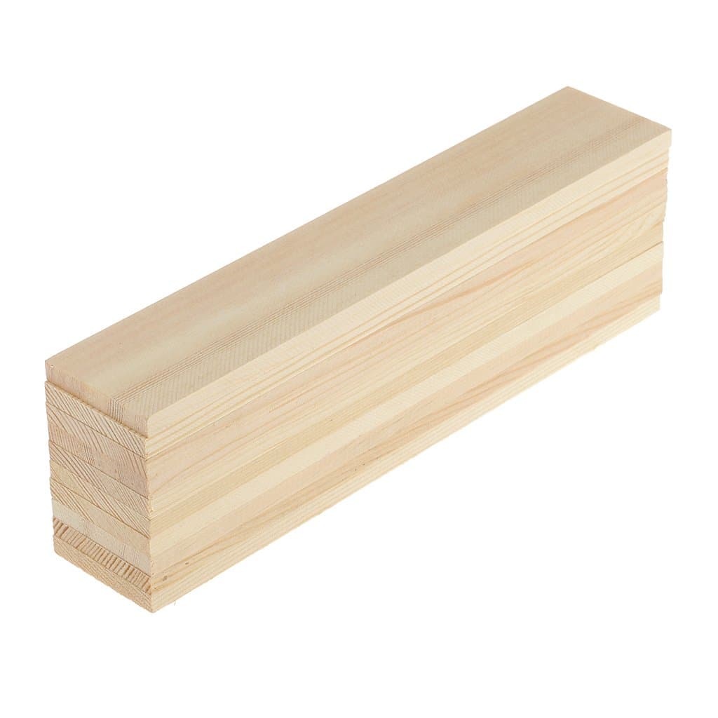 segolike 10 pieces natural pine wood rectangle board panel for arts craft - 20cm- Multi color
