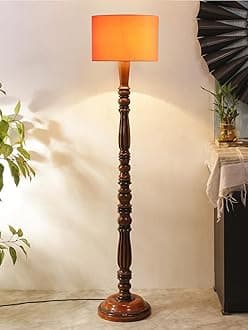 AMDHOME Orange Cotton Wooden Floor lamp -41