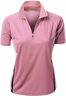 Women's Coolmax 2 Tone Collar Zipup Polo T-Shirt