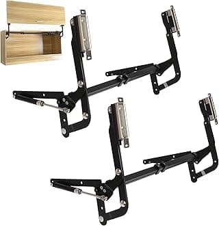 2PCS Vertical Lift Hinge, Vertical Swing Lift Pneumatic Arm Kitchen Mechanical Hinge Slow Closing, Durable & Silent Fit for Cabinet Width: 19.69-35.43" Matte Black