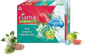 Fiama Gel Bathing Bar Fresh Celebration pack, with 3 Unique Gel Bars, with Skin Conditioners for Moisturized Skin, 375g (125g - Pack of 3), Soap for Women & Men, For All Skin Types