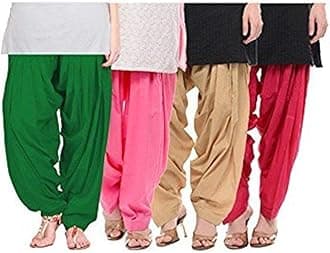 Pistaa's Women's Loose High Rise Combo of 3 Solid Cotton Mix Best Indian Ethnic Comfortable Readymade Punjabi Semi Patiala Salwar