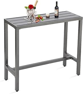 Outdoor Bar Table, Patio Counter Height Bar Table, 40" Rectangle Bar Table for Patio, Garden, Yard, Balcony, Poolside (Gray)