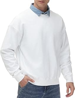 THE GYM PEOPLE Men's Fleece Crewneck Sweatshirt Thick Loose fit Soft Basic Pullover Sweatshirt